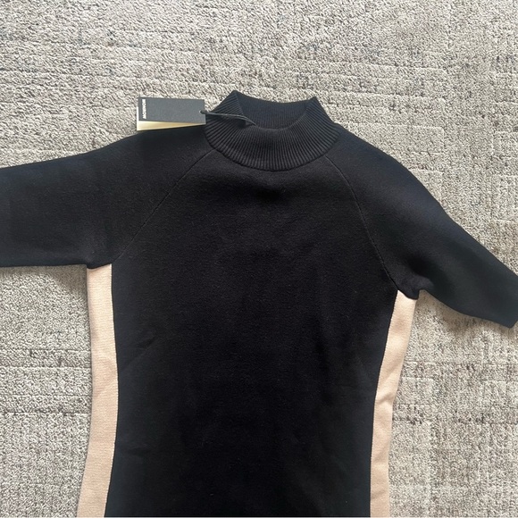 MONROW Midi Knit Dress in Black with Tan Stripe Size XS - Picture 8 of 12